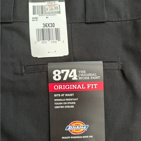 Dickies Black 874 Original Fit Work Pants - Picture 2 of 3